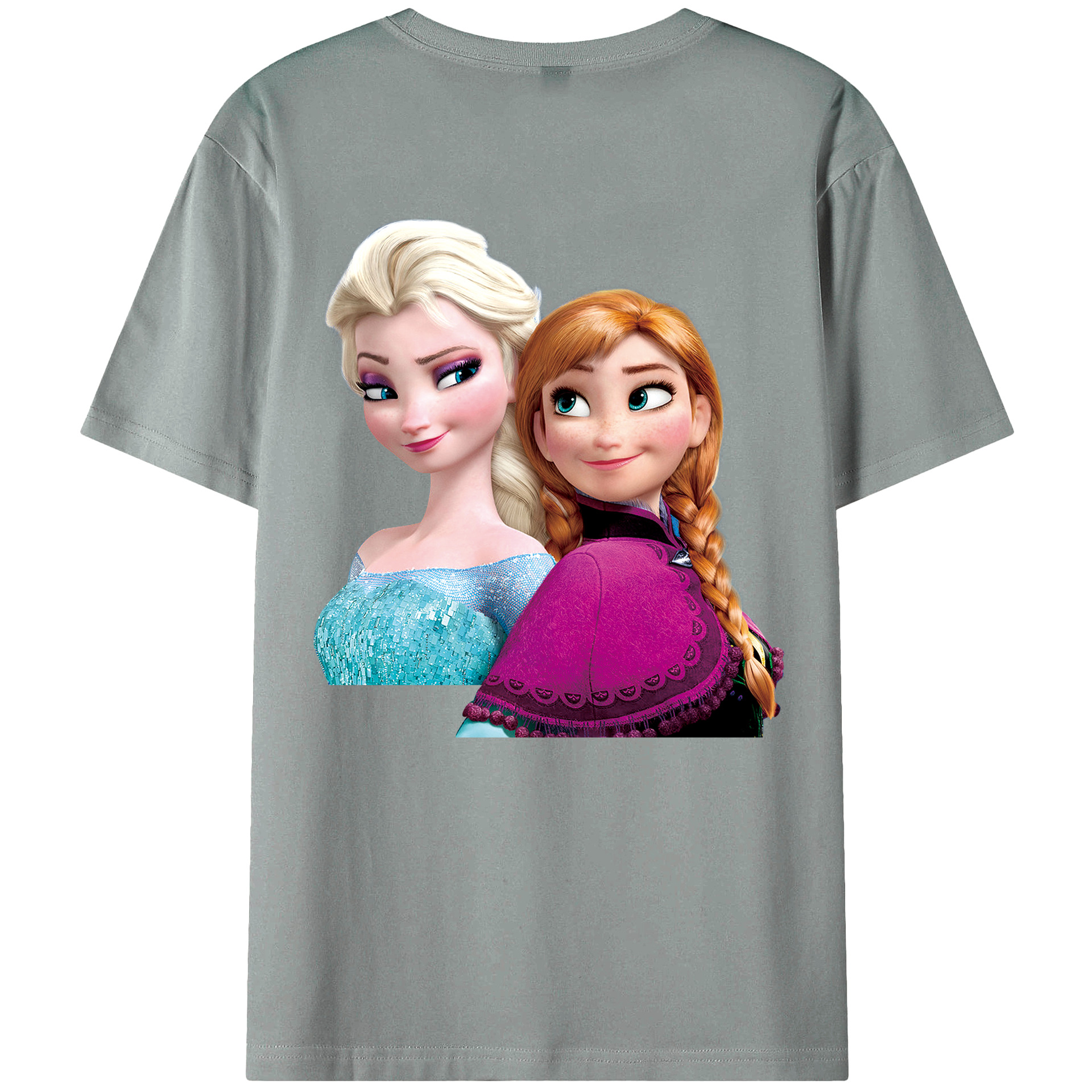 （画像用） アナと雪の女王 アンナ エルサ Frozen Anna Elsa 綿100％ メンズ半袖Tシャツ（バックプリント） 通気性
